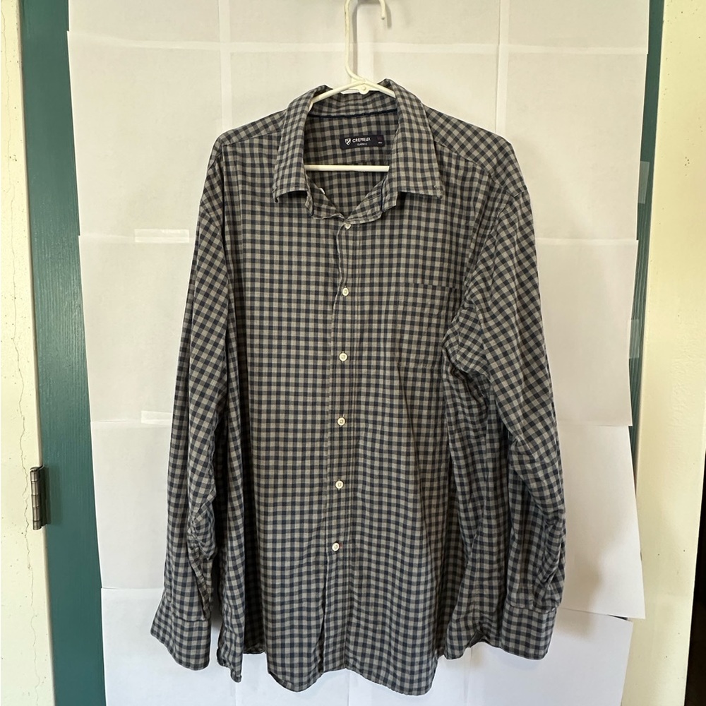 Mens Cremieux Blue and Gray Casual Button Down Shirt XXL